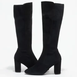 Femme Stuart Weitzman Bottes^Bottes en Velours de Cuir & Textile Livia noires - Talon 8,5 cm