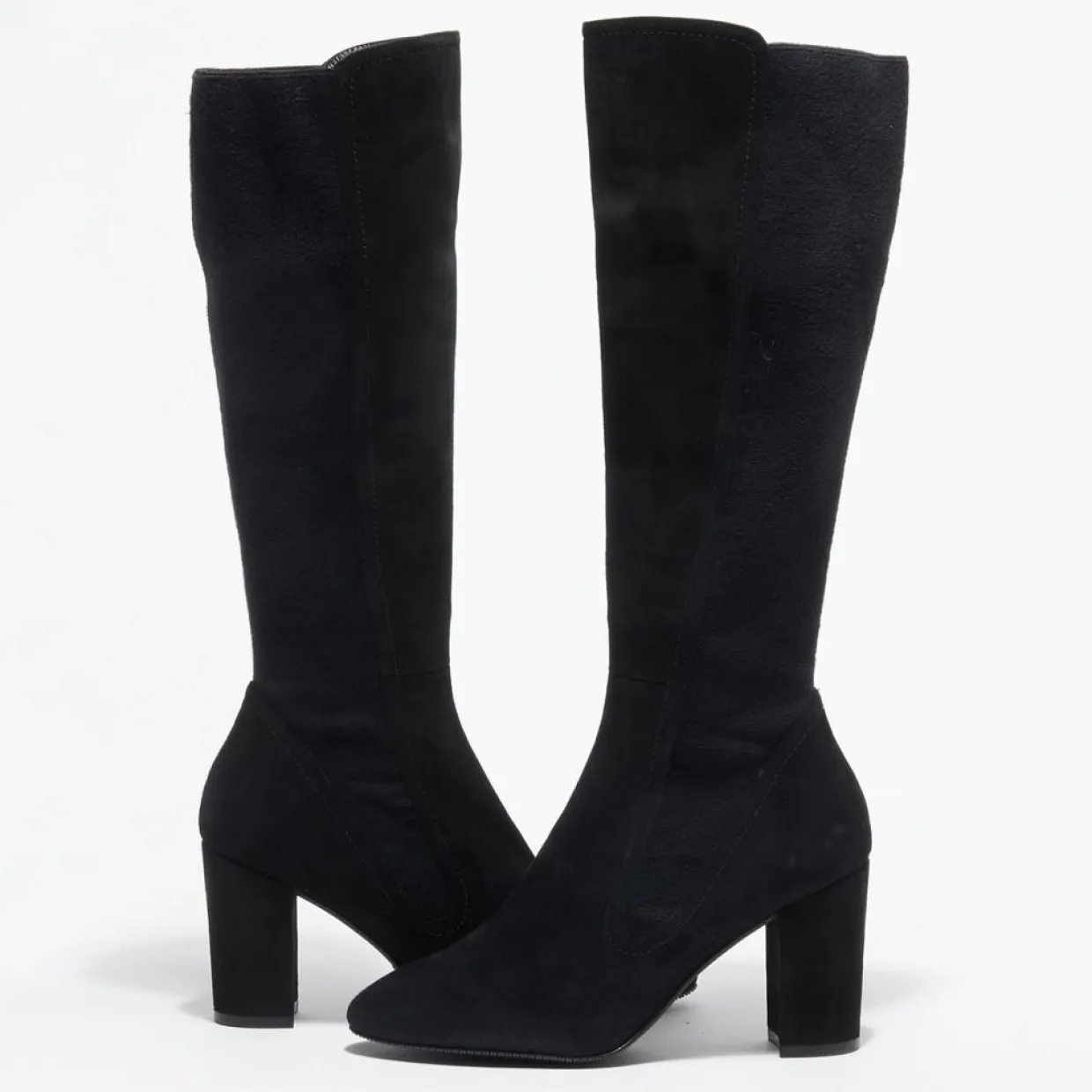 Femme Stuart Weitzman Bottes^Bottes en Velours de Cuir & Textile Livia noires - Talon 8,5 cm
