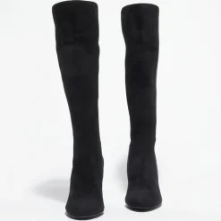 Femme Stuart Weitzman Bottes^Bottes en Velours de Cuir & Textile Livia noires - Talon 8,5 cm