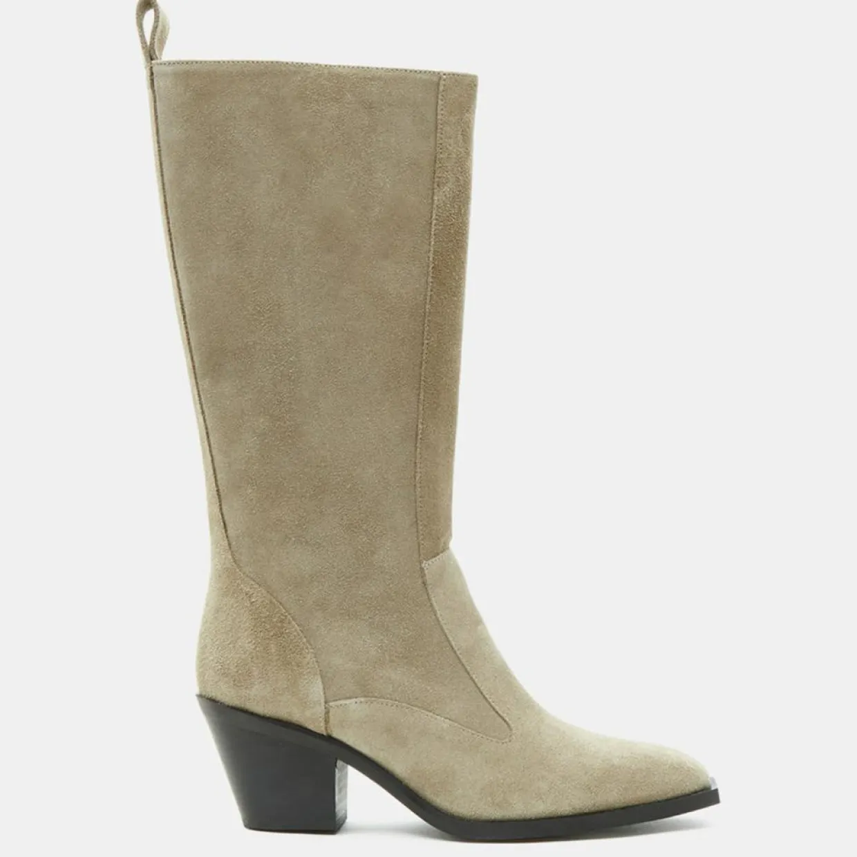Bottes en Velours de Cuir beiges - Talon 7 cm-Flattered Outlet