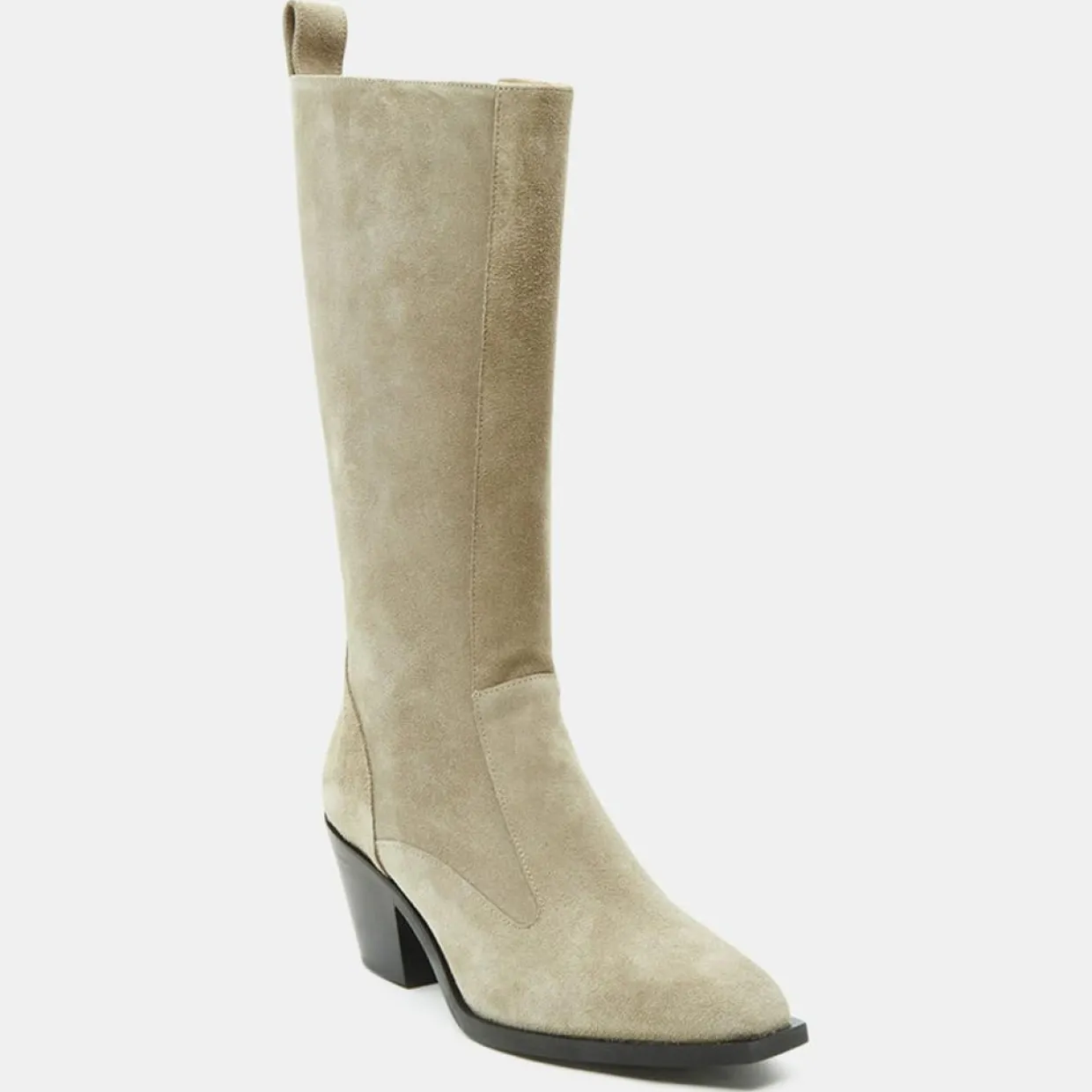 Bottes en Velours de Cuir beiges - Talon 7 cm-Flattered Outlet