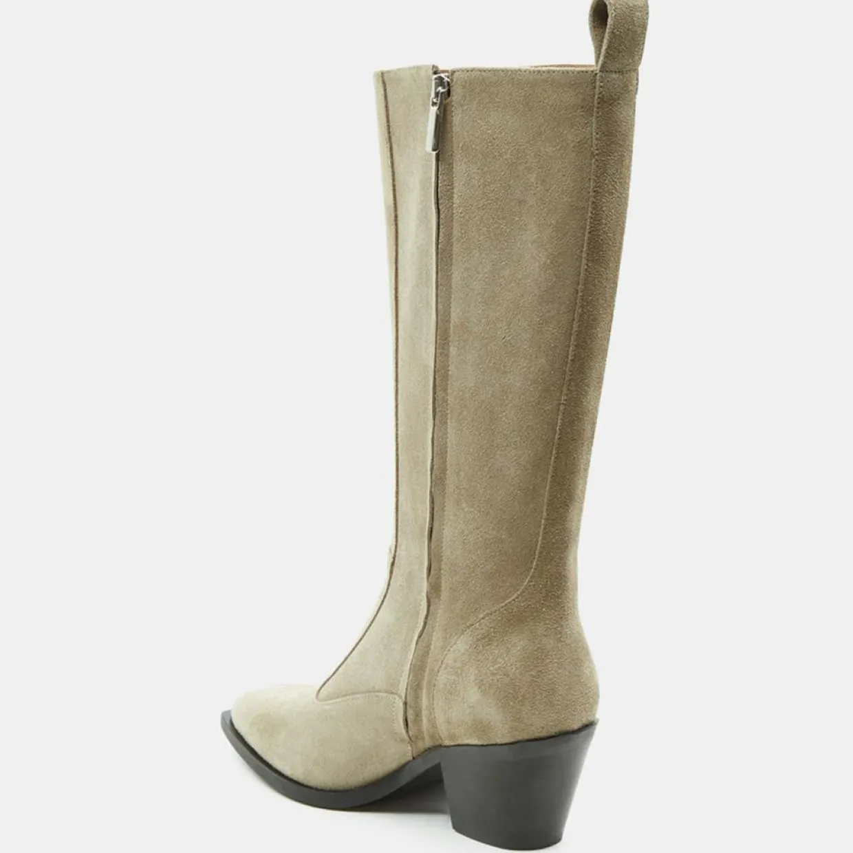 Bottes en Velours de Cuir beiges - Talon 7 cm-Flattered Outlet