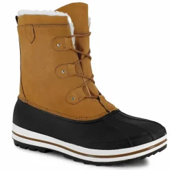 Bottes fourrées Hugo camel/noir-Kimberfeel Outlet