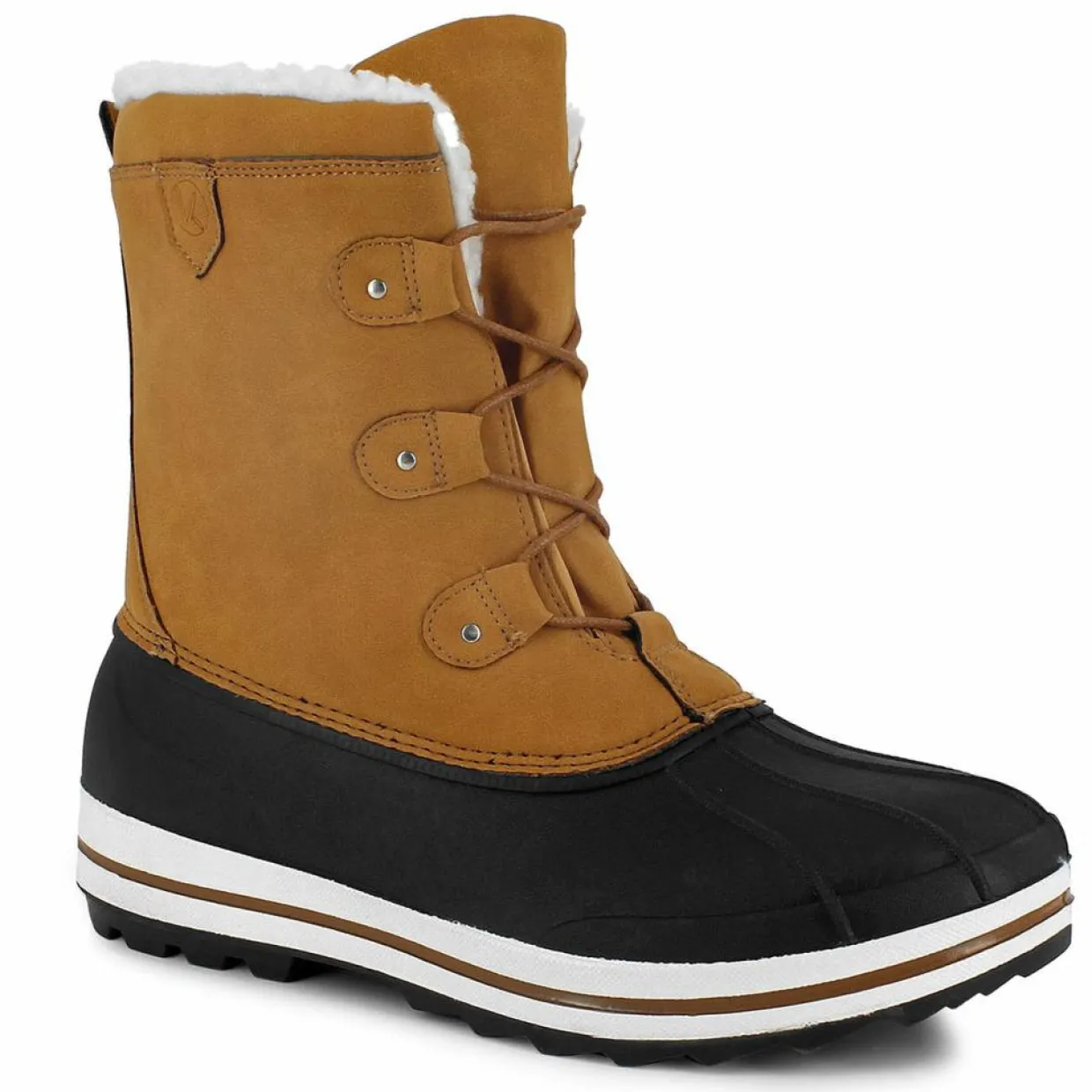 Bottes fourrées Hugo camel/noir-Kimberfeel Outlet