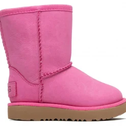 Enfant Ugg Bébé^Bottes fourrées Laine en Velours de Cuir Classic Weather Short rose