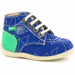 Bottillons en Cuir Bonbon-2 bleu/vert-Kickers Discount