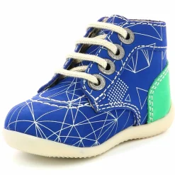 Bottillons en Cuir Bonbon-2 bleu/vert-Kickers Discount