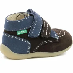 Enfant Kickers Bébé^Bottillons en Cuir Bonkro-2 marron/marine