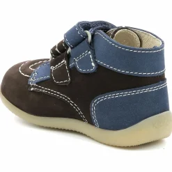 Enfant Kickers Bébé^Bottillons en Cuir Bonkro-2 marron/marine