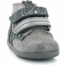 Enfant Kickers Bébé^Bottillons en Cuir Bonkro-2 gris argenté