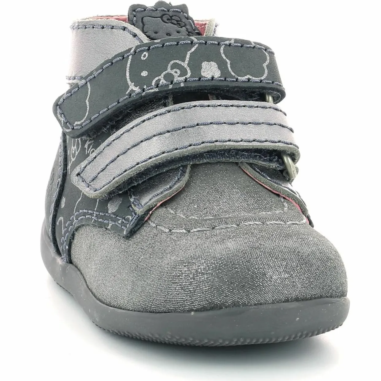 Enfant Kickers Bébé^Bottillons en Cuir Bonkro-2 gris argenté