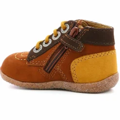 Bottillons en Cuir Bonzip-2 marron/camel tricolore-Kickers Best