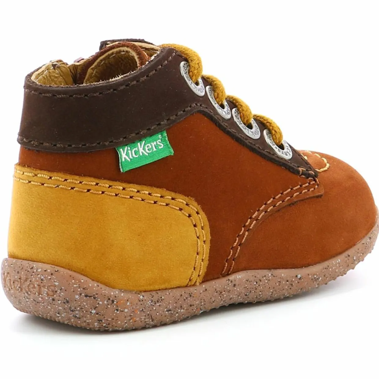 Bottillons en Cuir Bonzip-2 marron/camel tricolore-Kickers Best