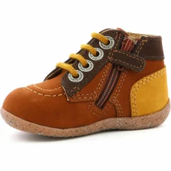 Bottillons en Cuir Bonzip-2 marron/camel tricolore-Kickers Best