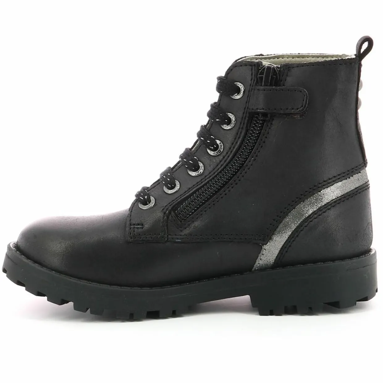 Bottillons en Cuir Grooke noir/argenté-Kickers Clearance