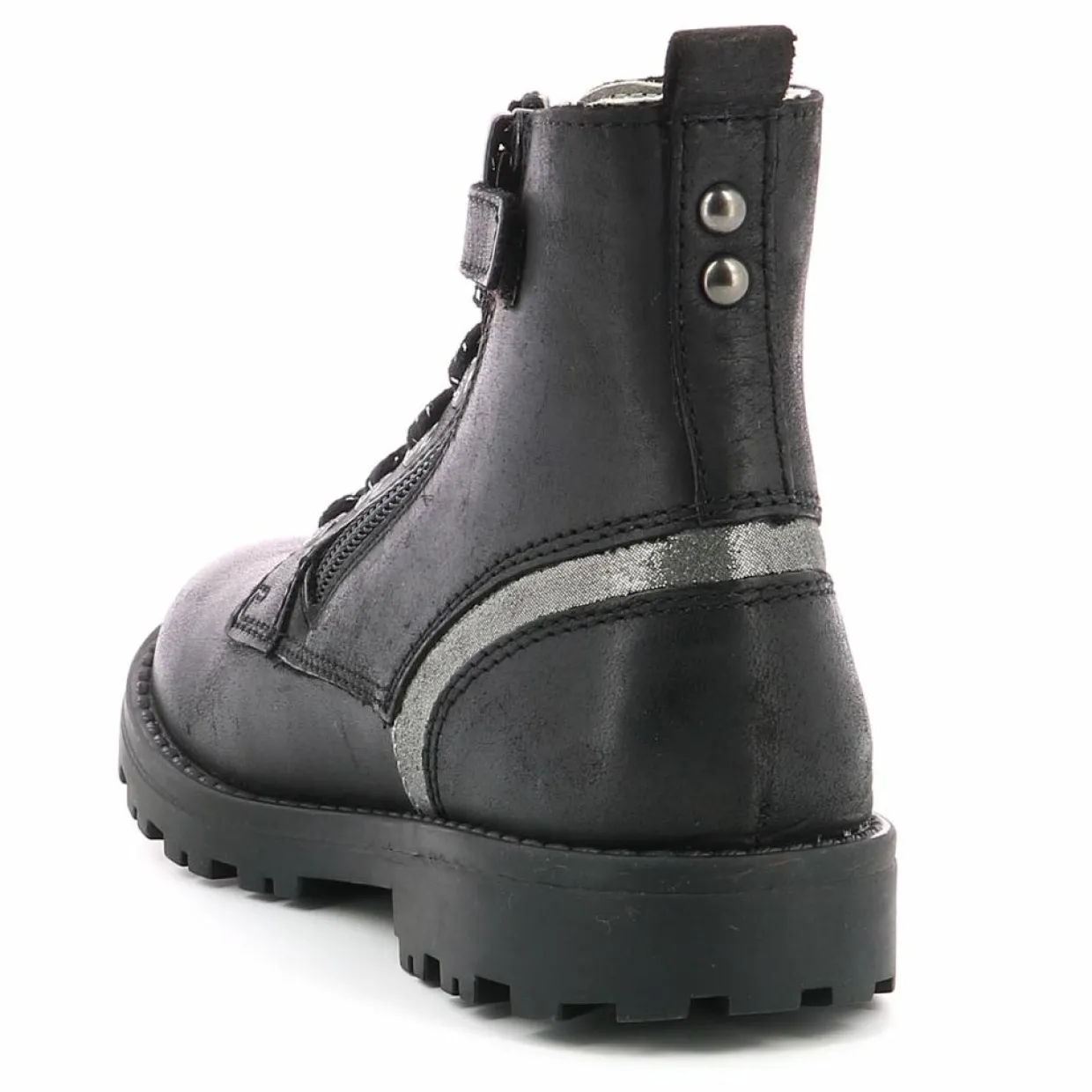 Bottillons en Cuir Grooke noir/argenté-Kickers Clearance
