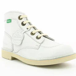 Bottillons en Cuir Kick Col blancs-Kickers Discount