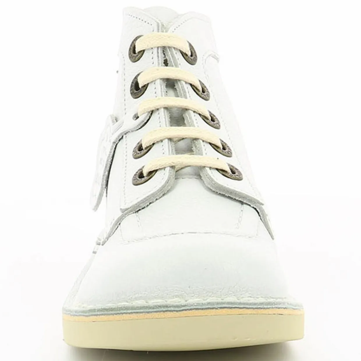 Bottillons en Cuir Kick Col blancs-Kickers Discount