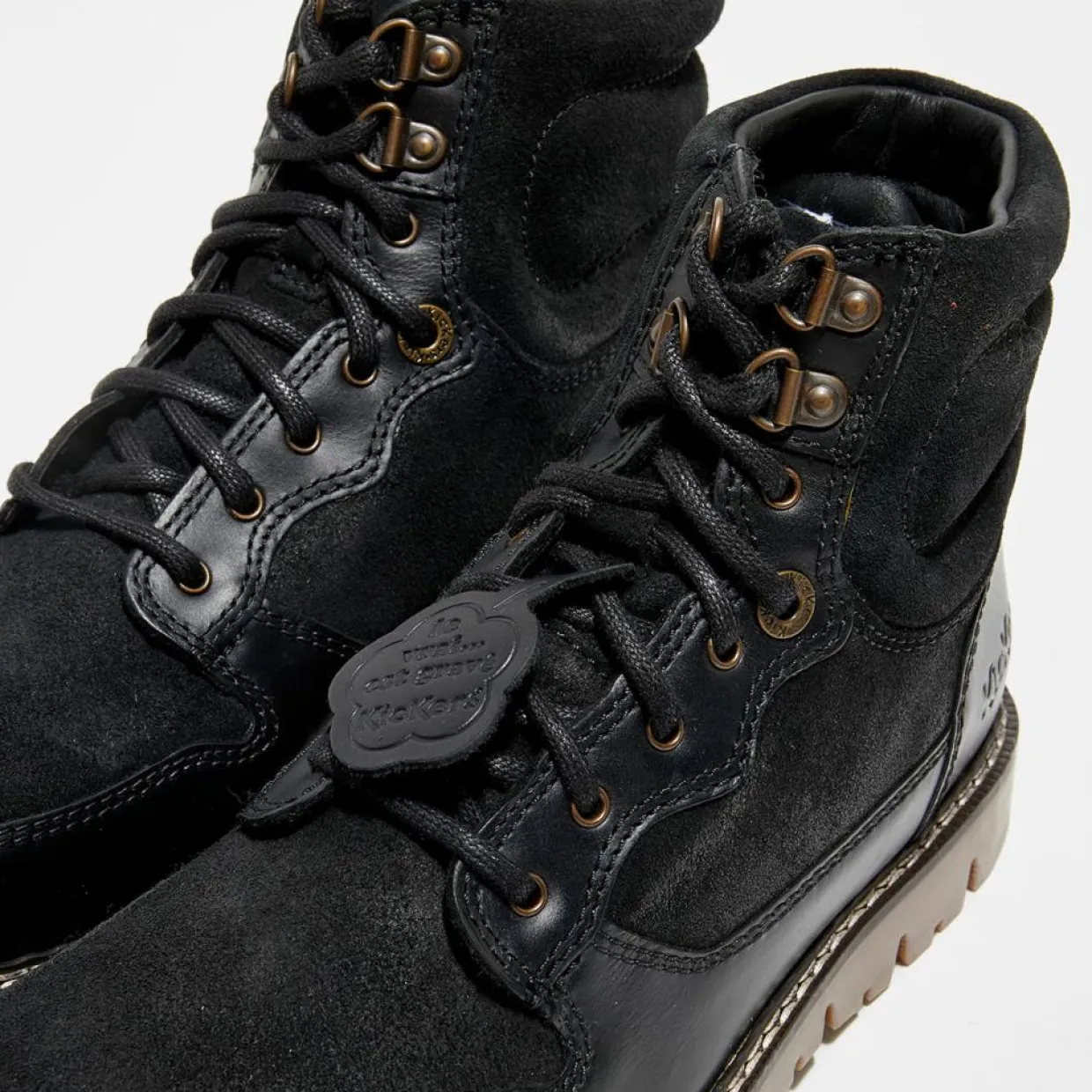 Homme Kickers Boots^Bottillons en Cuir Kick Mountain noirs