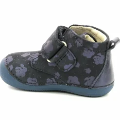 Bottillons en Cuir Sabio à fleurs marine-Kickers Clearance