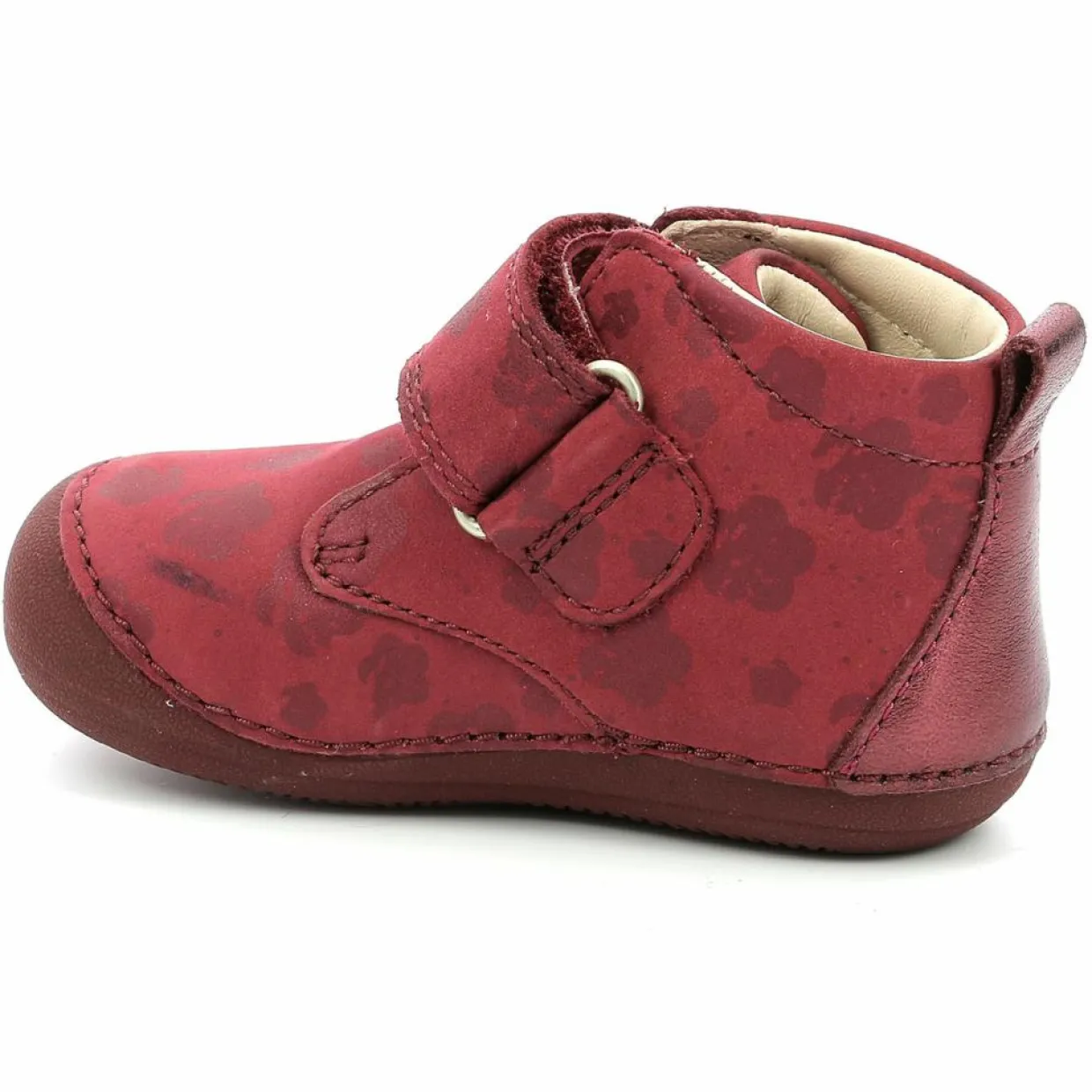 Enfant Kickers Bébé^Bottillons en Cuir Sabio à fleurs bordeaux