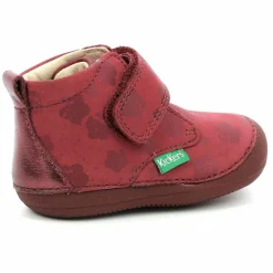 Enfant Kickers Bébé^Bottillons en Cuir Sabio à fleurs bordeaux