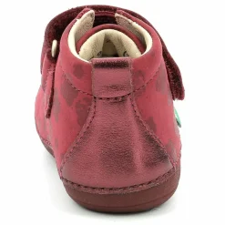 Enfant Kickers Bébé^Bottillons en Cuir Sabio à fleurs bordeaux