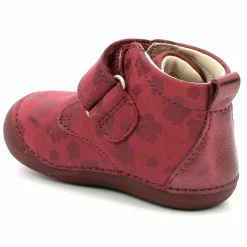 Enfant Kickers Bébé^Bottillons en Cuir Sabio à fleurs bordeaux