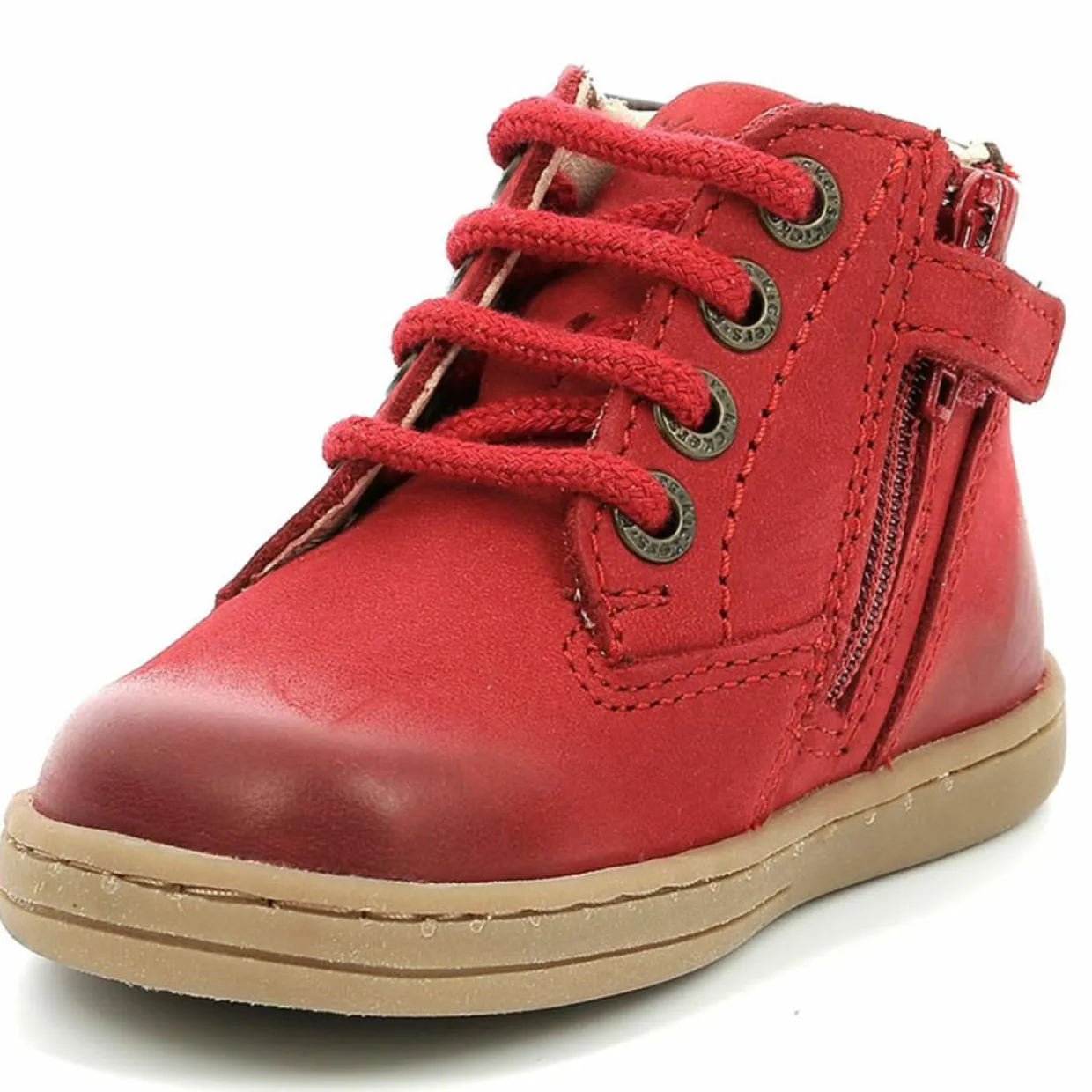 Enfant Kickers Bébé^Bottillons en Velours de Cuir Tackland rouges