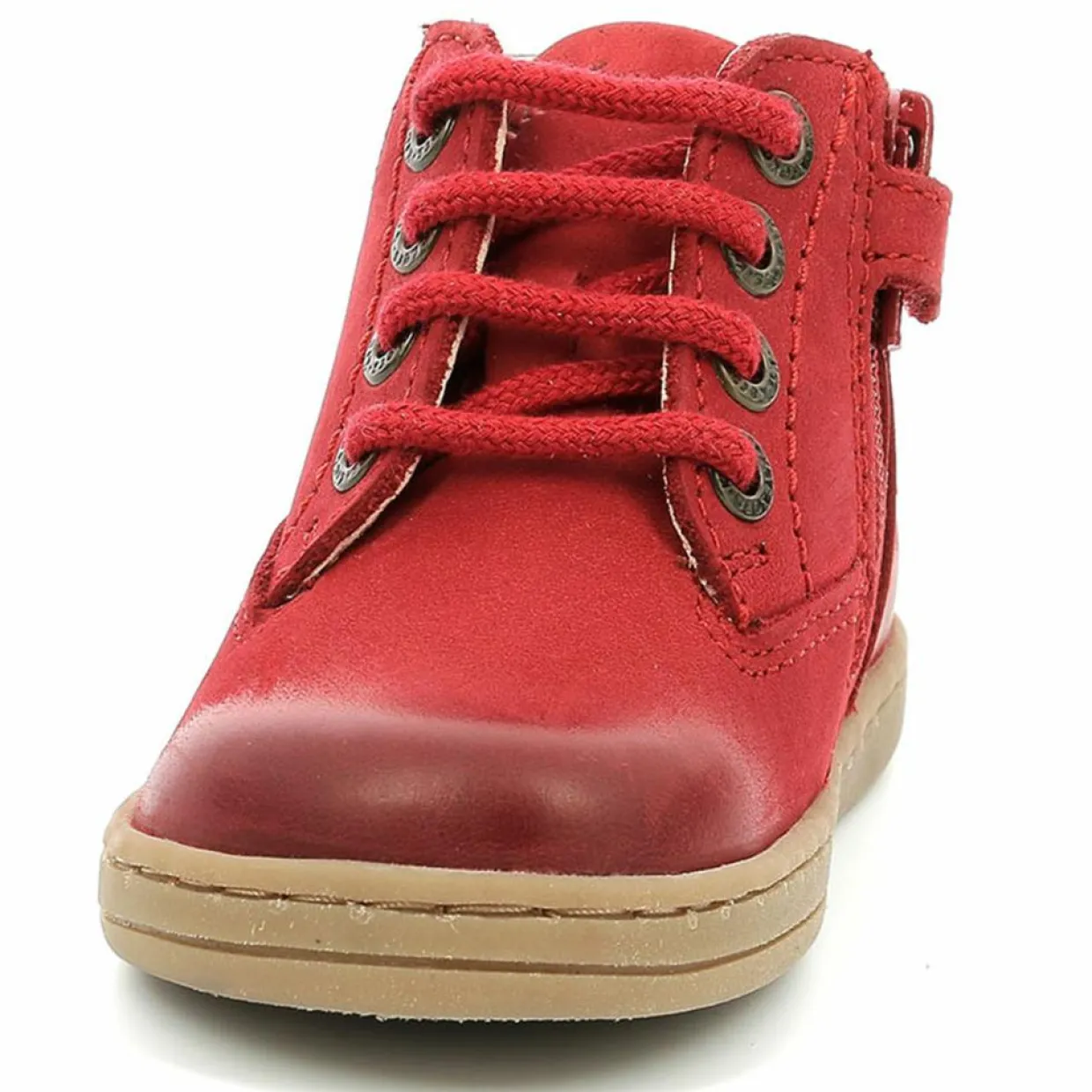 Enfant Kickers Bébé^Bottillons en Velours de Cuir Tackland rouges