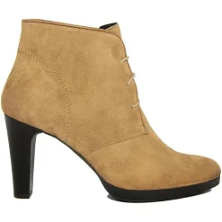 Bottines à talon en Velours de Cuir April camel - Talon 8.5 cm-Lab78 Discount