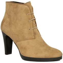 Bottines à talon en Velours de Cuir April camel - Talon 8.5 cm-Lab78 Discount