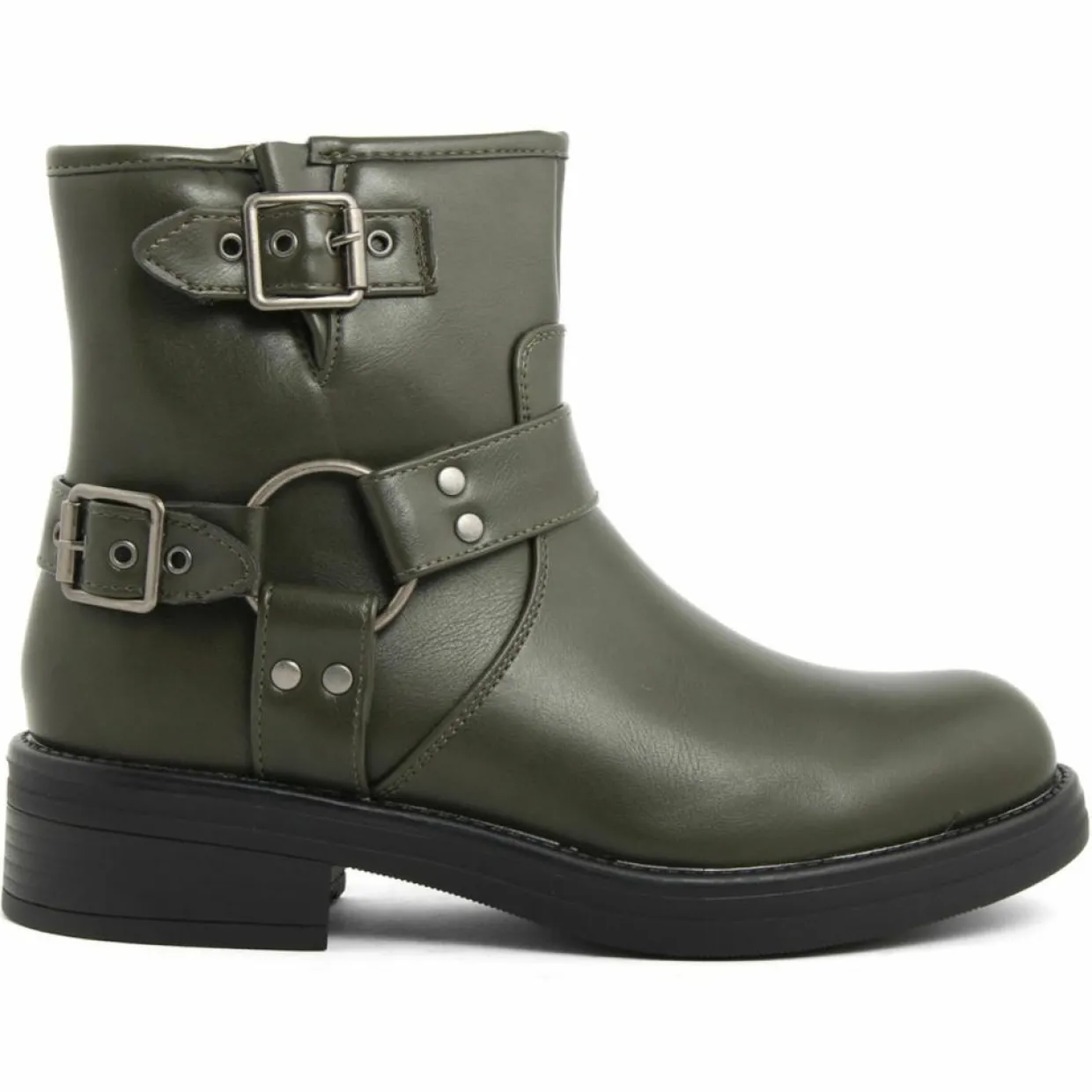Femme Lab78 Bottines^Bottines biker plates vertes - Talon 4 cm