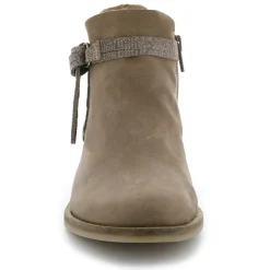 Bottines Bi-matière en Cuir lisse Stila Mix beige foncé-Palladium Discount