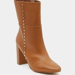 Bottines en Cuir à talon haut et clous camel - Talon 9 cm-Galeries Lafayette Clearance