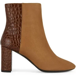 Femme Geox Bottines^Bottines en Cuir & Velours de Cuir Pheby 80 cognac - Talon 8 cm