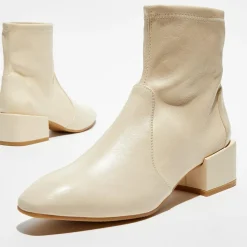 Bottines en Cuir Accordion vanille - Talon 5 cm-Stuart Weitzman New