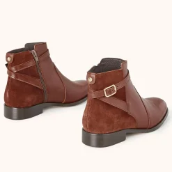 Femme Cosmoparis Bottines^Bottines en Cuir bi-matière Varenne marron