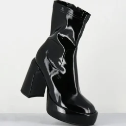 Bottines en Cuir E3527 noires - Talon : 9.5 cm-Elena Iachi Outlet