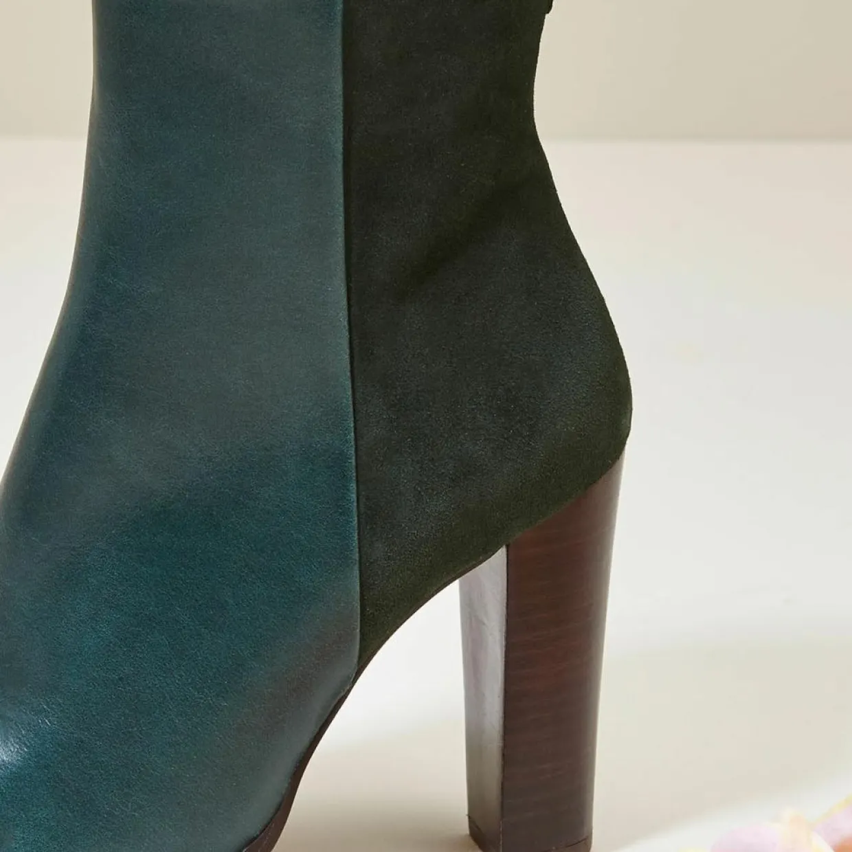 Femme Cosmoparis Bottines^Bottines en Cuir et Velours de Cuir Cecillia forêt - Talon 11 cm