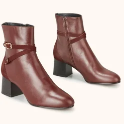 Bottines en Cuir et Velours de Cuir Zolana marron - Talon 5 cm-Cosmoparis
