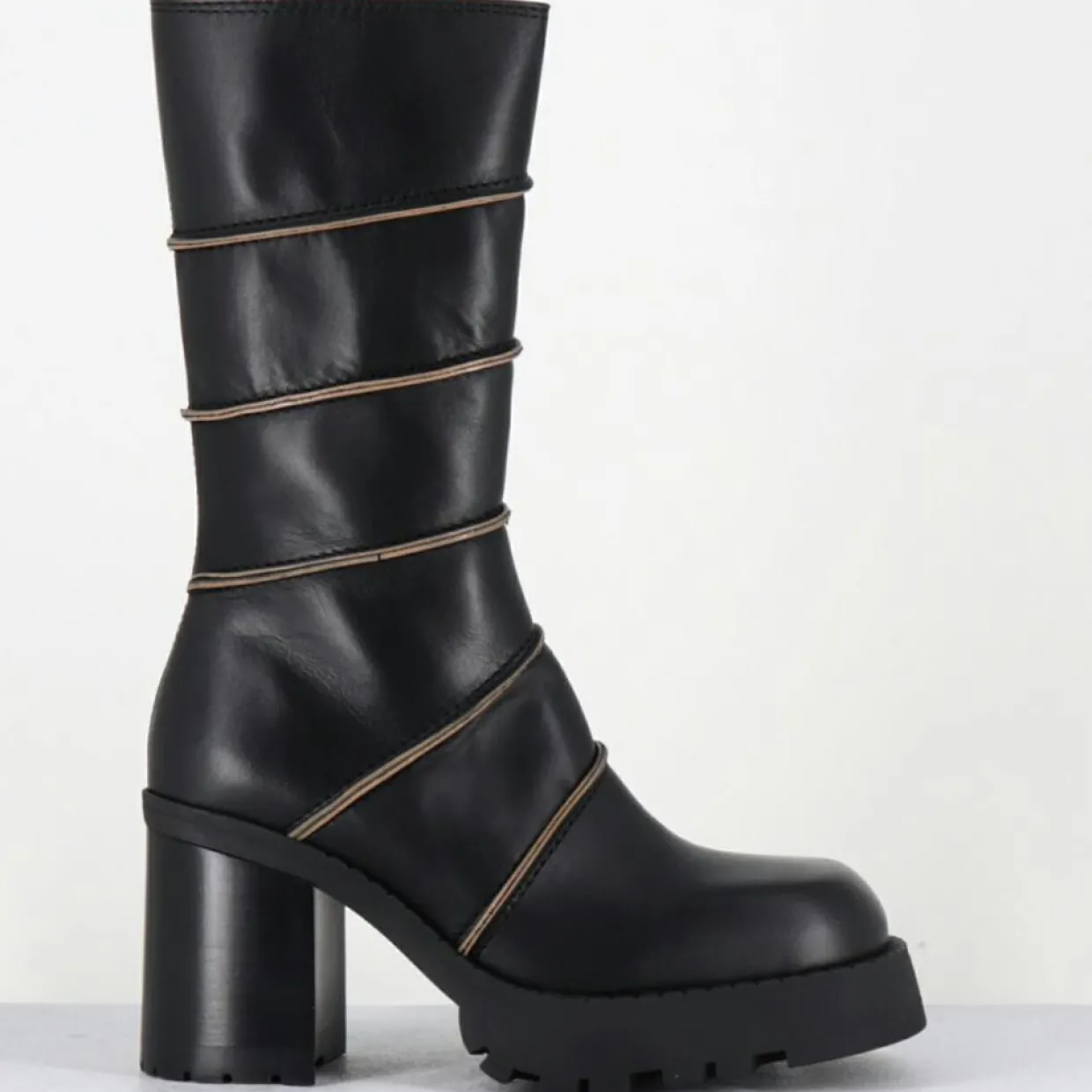 Femme E8 By Miista Bottines^Bottines en Cuir graciane noires - Talon : 9.5cm