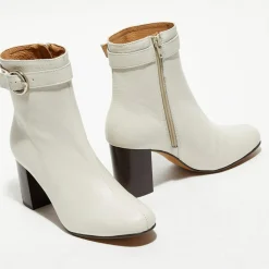 Bottines en Cuir Julia beiges - Talon 7,5 cm-Apologie Clearance