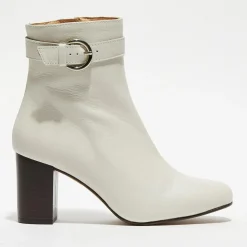 Bottines en Cuir Julia beiges - Talon 7,5 cm-Apologie Clearance