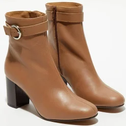 Bottines en Cuir Julia camel - Talon 7,5 cm-Apologie New
