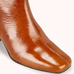 Bottines en Cuir légèrement verni Valonia marron - Talon 5 cm-Cosmoparis Sale