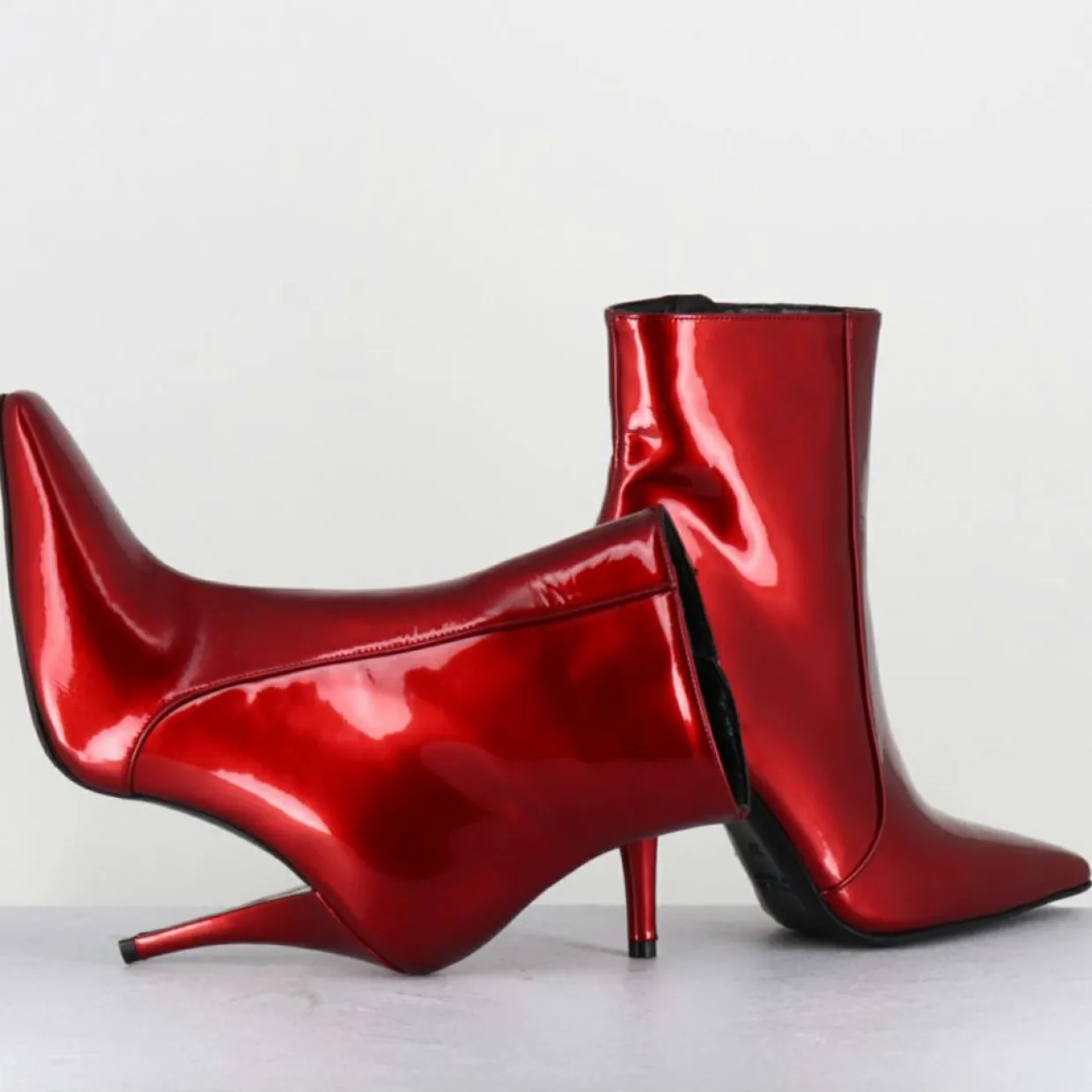 Bottines en Cuir mecha galaxie rouges - Talon : 9.5cm-Garrice Lab Best