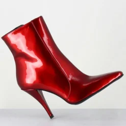 Bottines en Cuir mecha galaxie rouges - Talon : 9.5cm-Garrice Lab Best