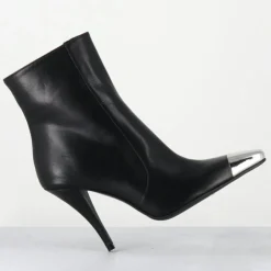 Bottines en Cuir mecha noires - Talon : 9.5cm-Garrice Lab New