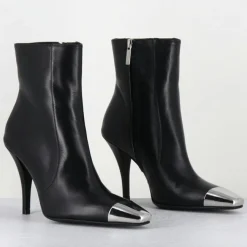 Bottines en Cuir mecha noires - Talon : 9.5cm-Garrice Lab New